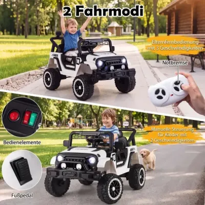 Dětské elektrické auto 12V se 2 jízdními režimy a dálkovým ovládáním, nosnost 60 kg, černé