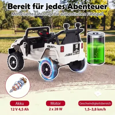 Dětské elektrické auto 12V se 2 jízdními režimy a dálkovým ovládáním, nosnost 60 kg, černé