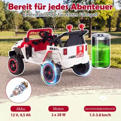 Dětské elektrické autíčko 12V, dětské autíčko se 2 jízdními režimy a dálkovým ovládáním, nosnost 60 kg, červené