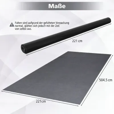 Rohož do garáže 504,5 x 221 cm, olejovzdorná rohož, opakovaně použitelná, protiskluzová rohož do garáže, šedá