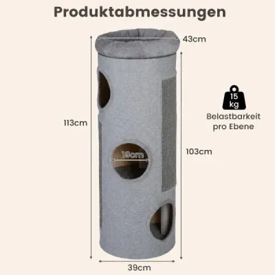 4patrový kočičí domek pro více koček, vyvýšený přístřešek pro domácí mazlíčky s odnímatelnou plyšovou pelíškou, tmavě šedý
