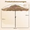 Havajský slunečník, 290 cm, slaměný slunečník, naklápěcí o 30° s LED solárním osvětlením, světle hnědý