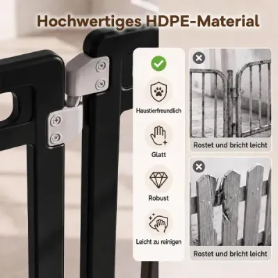 Skládací ohrádka pro štěňata z HDPE s 10 panely a uzamykatelnými dvířky, černá