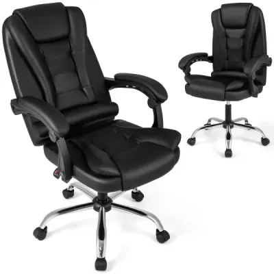 Ergonomická manažerská židle s kolečky, nastavitelná výška sedáku, opěradlo a polstrované područky, černá