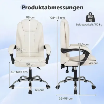 Ergonomická manažerská židle s kolečky, nastavitelná výška sedáku, opěradlo a polstrované područky, béžová