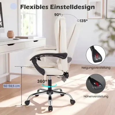 Ergonomická manažerská židle s kolečky, nastavitelná výška sedáku, opěradlo a polstrované područky, béžová