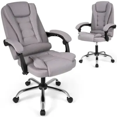 Ergonomická manažerská židle s kolečky, nastavitelná výška sedáku, opěradlo a polstrované područky, šedá