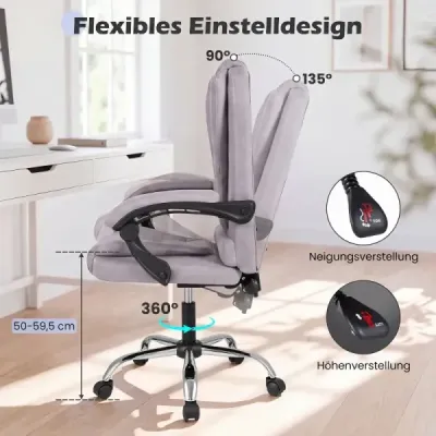 Ergonomická manažerská židle s kolečky, nastavitelná výška sedáku, opěradlo a polstrované područky, šedá