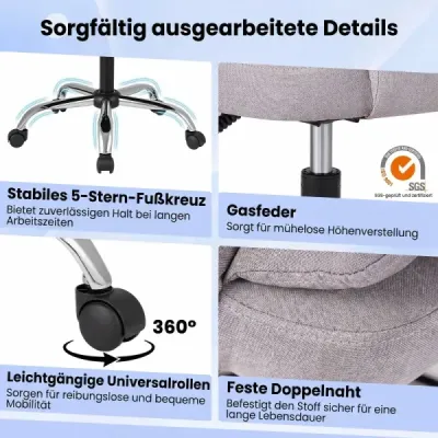 Ergonomická manažerská židle s kolečky, nastavitelná výška sedáku, opěradlo a polstrované područky, šedá