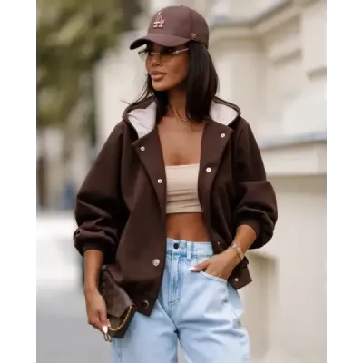 Dámská bunda z flísu, čokoládová MODA105