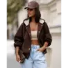 Dámská bunda z flísu, čokoládová MODA105