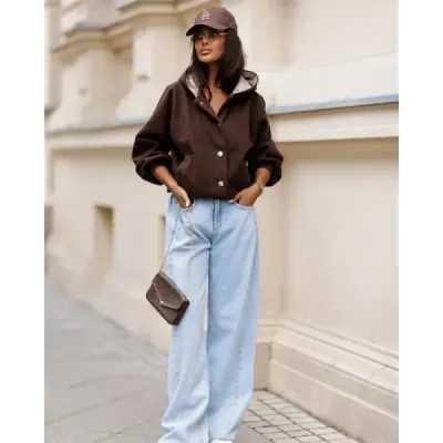 Dámská bunda z flísu, čokoládová MODA105