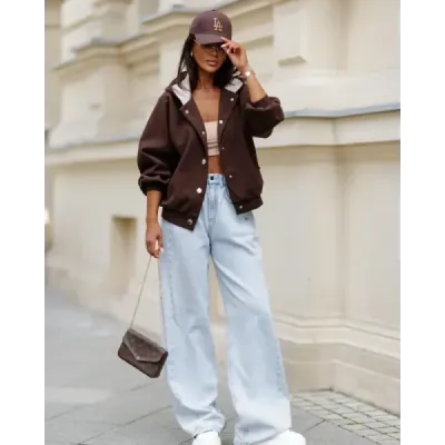 Dámská bunda z flísu, čokoládová MODA105