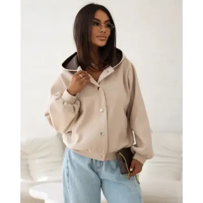 Dámská bunda z flísu, béžová MODA105