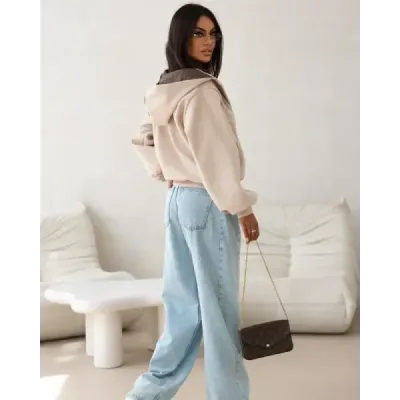 Dámská bunda z flísu, béžová MODA105