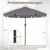 Slunečník 286 cm, zahradní slunečník s klikou a sklopným mechanismem 30°, slunečník na balkon, šedý