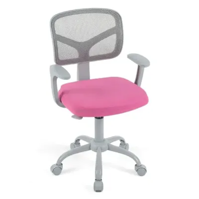 Ergonomická dětská židle k psacímu stolu s nastavitelnou výškou a samozamykacími kolečky, tmavě růžová