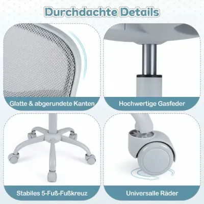Ergonomická dětská židle k psacímu stolu s nastavitelnou výškou a samozamykacími kolečky, modrá