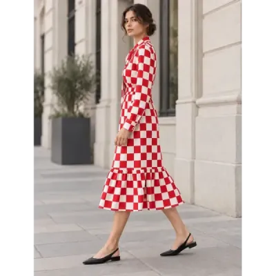 Dámské šaty MODA2117 bílo-červené