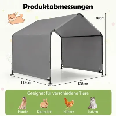 Psí bouda – venkovní stan pro velké, střední a malé psy – stan pro domácí mazlíčky, vodoodpudivý, šedý