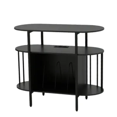 Stojan na gramofon s nastavitelným LED osvětlením a nabíjecí stanicí, 90 x 40 x 76,5 cm, černý