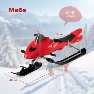 Dětské saně s řízením, brzdou a tažným lanem – nosnost až 40 kg – červené