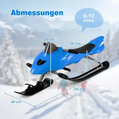 Dětské sáňky s řízením, brzdou a tažným lanem – nosnost až 40 kg, modré