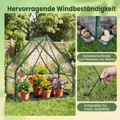 Mini skleník se 2 roletovými dveřmi a zipem – fóliový skleník 92 x 50 x 85 cm
