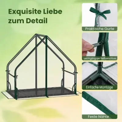 Mini skleník se 2 roletovými dveřmi a zipem – fóliový skleník 92 x 50 x 85 cm