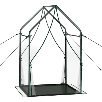 Mini skleník se 2 roletovými dveřmi a zipem – fóliový skleník 90,5 x 90,5 x 152,5 cm