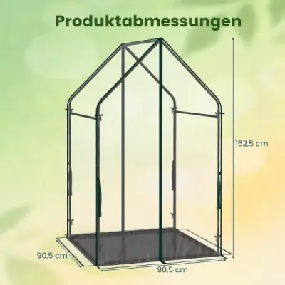 Mini skleník se 2 roletovými dveřmi a zipem – fóliový skleník 90,5 x 90,5 x 152,5 cm