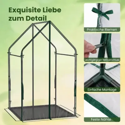 Mini skleník se 2 roletovými dveřmi a zipem – fóliový skleník 90,5 x 90,5 x 152,5 cm