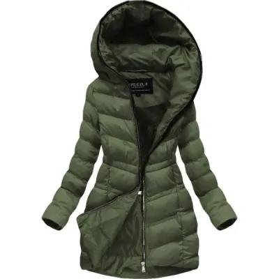 Dámská zimní bunda s kožešinou MODA749 khaki