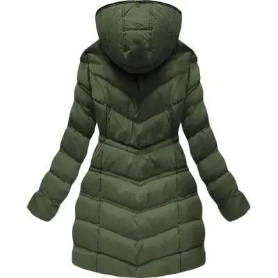 Dámská zimní bunda s kožešinou MODA749 khaki