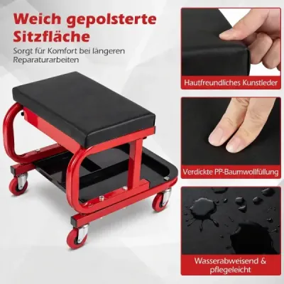 Dílenská stolička s kolečky a magnetickou zásuvkou – pojízdná pracovní stolička s nosností až 150 kg