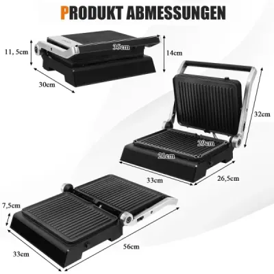 3-v-1 1200W Panini Press Grill s nepřilnavými plotnami elektrický gril