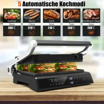3-v-1 1200W Panini Press Grill s nepřilnavými plotnami elektrický gril