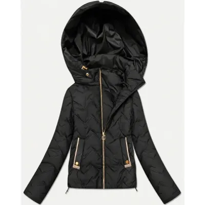 Dámská prošívaná bunda s odnímatelnou kapucí, černá MODA6101