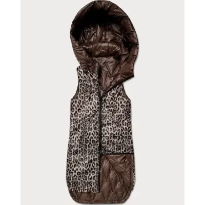 Tenká oboustranná vestička v barvě čokolády a s leopardím vzorem MODA6065