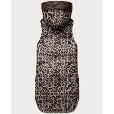 Tenká oboustranná vestička v barvě čokolády a s leopardím vzorem MODA6065