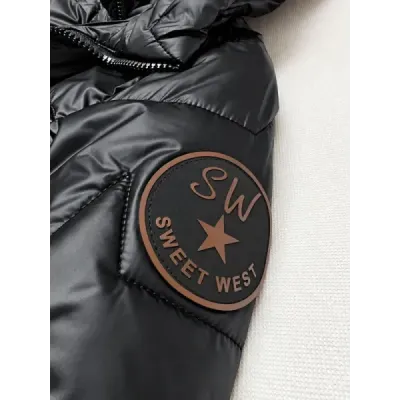 Prošívaná dámská bunda s kapucí, černá MODA6016BIG