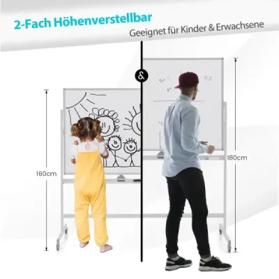 Magnetická oboustranná tabule s kolečky do třídy, kanceláře i domácnosti