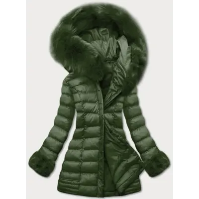 Dámská zimní bunda s kožešinou MODA750 khaki