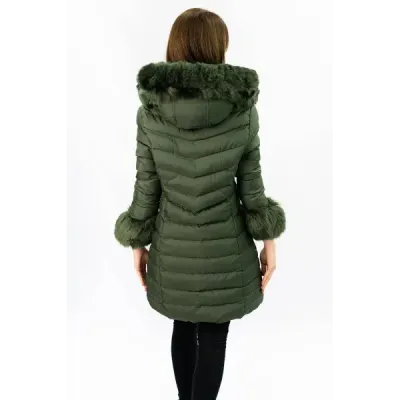 Dámská zimní bunda s kožešinou MODA750 khaki