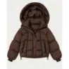 Dámská krátká oversized zimní bunda čekoládová MODA6045