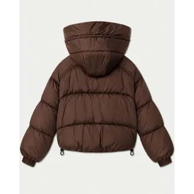 Dámská krátká oversized zimní bunda čekoládová MODA6045
