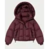 Dámská krátká oversized zimní bunda bordová MODA6045