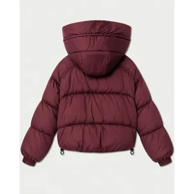 Dámská krátká oversized zimní bunda bordová MODA6045