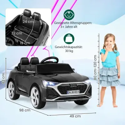 Licencované Audi SQ8 Kids Car 12V elektrické vozidlo s dálkovým ovládáním černé