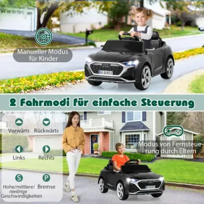 Licencované Audi SQ8 Kids Car 12V elektrické vozidlo s dálkovým ovládáním černé